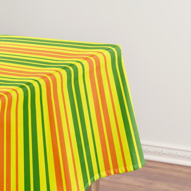 Yellow Orange Green Vertical Stripes Design   Tablecloth (In Situ)
