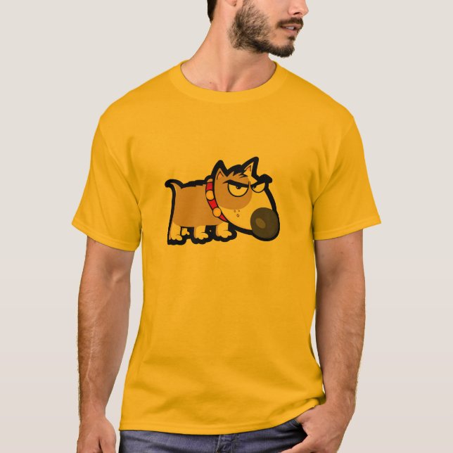 Yellow Orange Grumpy Dog T-Shirt (Front)