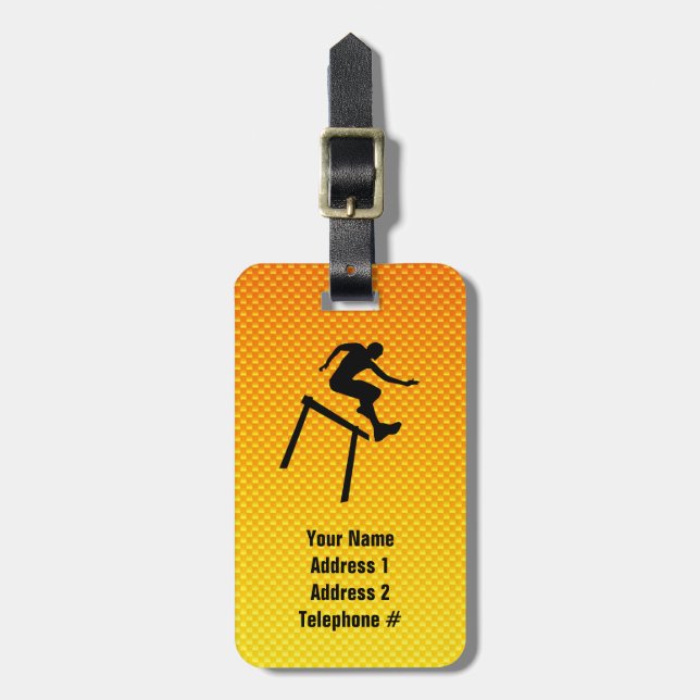 Yellow Orange Hurdler Luggage Tag (Front Vertical)