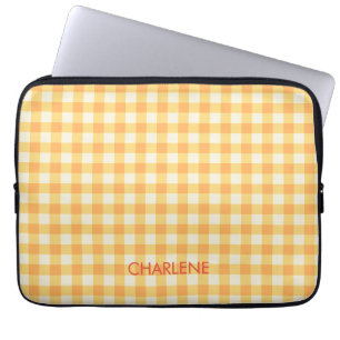 Yellow Orange Ish Preppy Gingham Plaid Laptop Sleeve