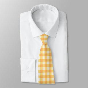 Yellow Orange Ish Preppy Gingham Plaid Tie