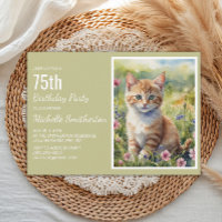 Yellow Orange Kitten Cat Lover 75th Birthday