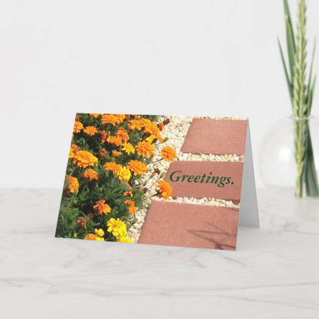 Yellow Orange Marigold Flowers Greeting Cards (Front)