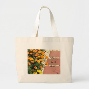 Yellow Orange Marigold Flowers Your Text Tote Bags