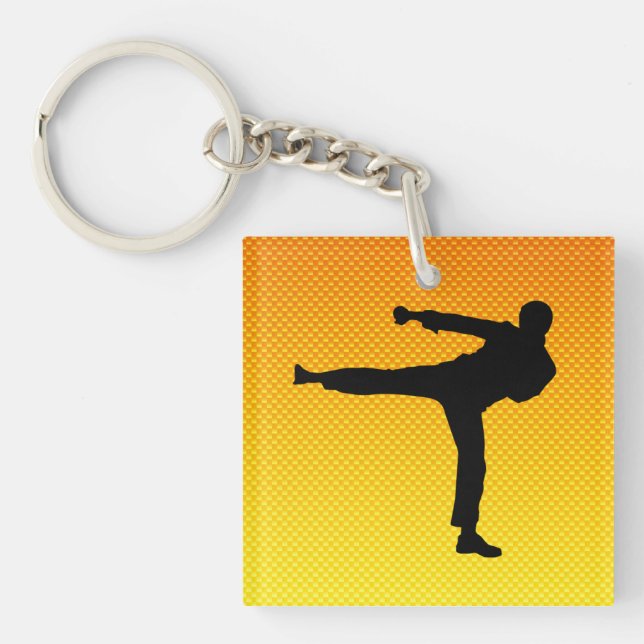 Yellow Orange Martial Arts Key Ring (Front)