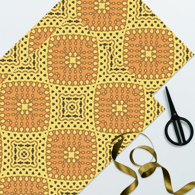Yellow & Orange Mosaic Geometric Pattern Tissue Paper (Creator Uploaded)