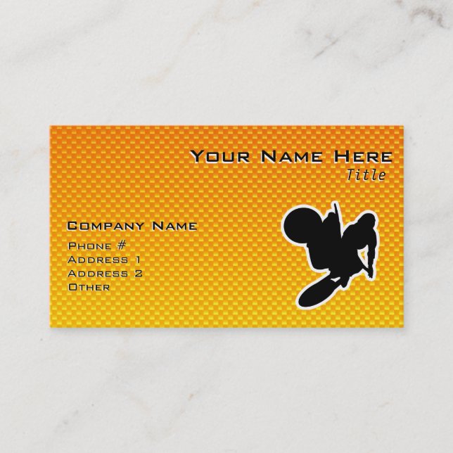 Yellow Orange Motocross Whip Business Card (Front)
