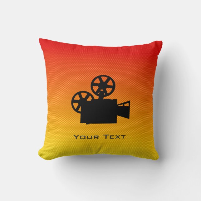 Yellow Orange Movie Camera Cushion (Front)