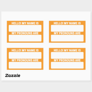 Yellow Orange Name & Pronoun Labels
