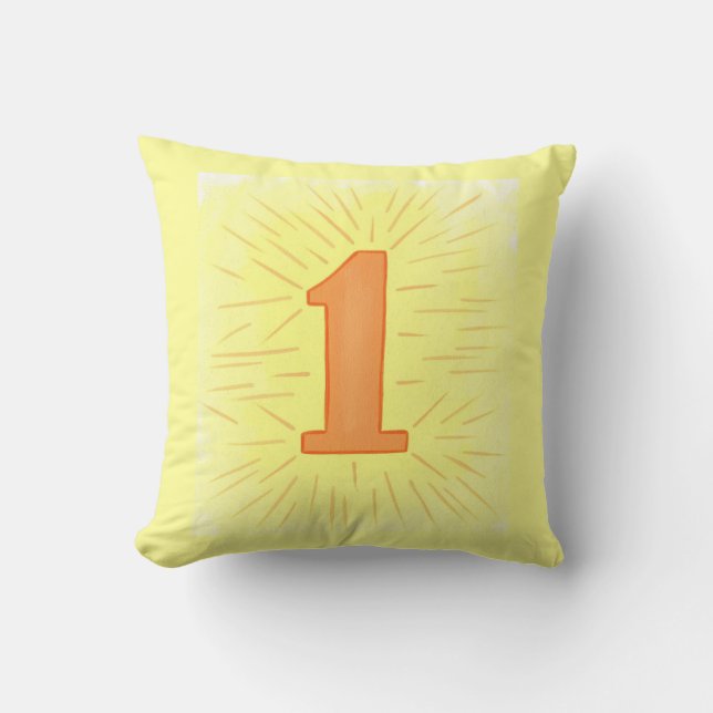 Yellow Orange Number One Pillows (Front)