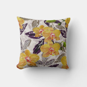 Yellow orange orchids.  cushion