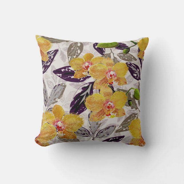 Yellow orange orchids.  cushion (Front)