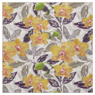 Yellow orange orchids. fabric