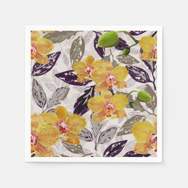 Yellow orange orchids. napkin (Front)
