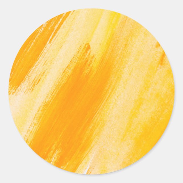 Yellow Orange Painting Pattern Classic Round Sticker (Front)