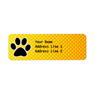 Yellow Orange Paw Print Return Address Label