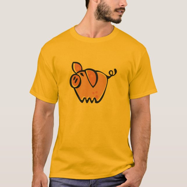 Yellow Orange Pig T-Shirt (Front)
