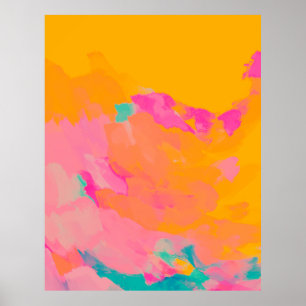 Yellow Orange Pink Bright Colorful Abstract Art Poster