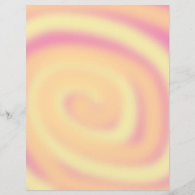 Yellow Orange Pink Swirl Pastel Scrapbook Paper (Front)