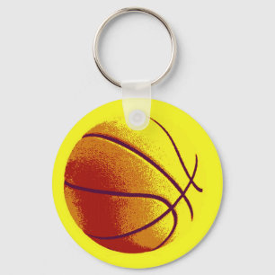 Yellow Orange Pop Art Basketball Key Ring