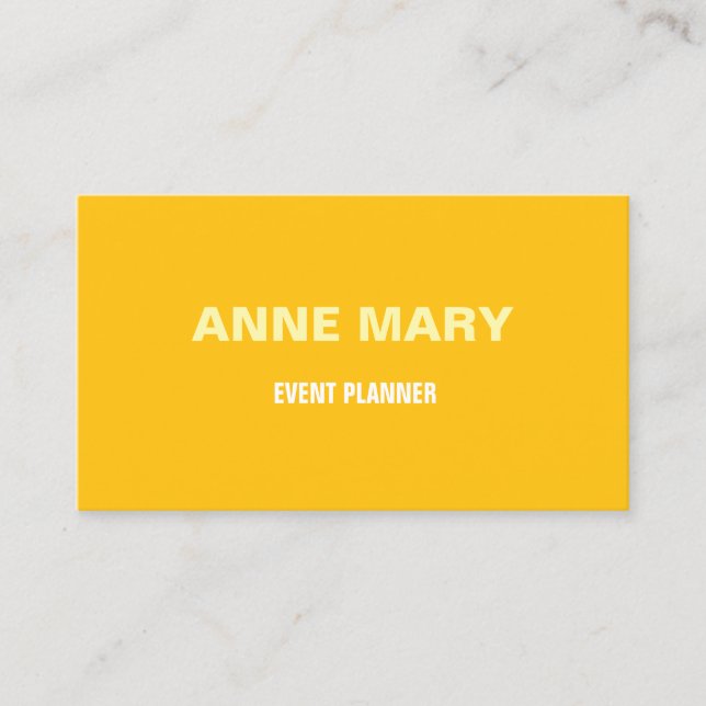 Yellow Orange Professional Event Manager Modern Business Card (Front)