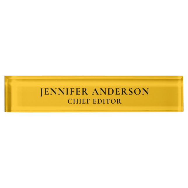 Yellow Orange Professional Modern Plain Minimalist Nameplate (Front)