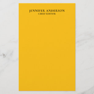 Yellow Orange Professional Modern Plain Minimalist Stationery