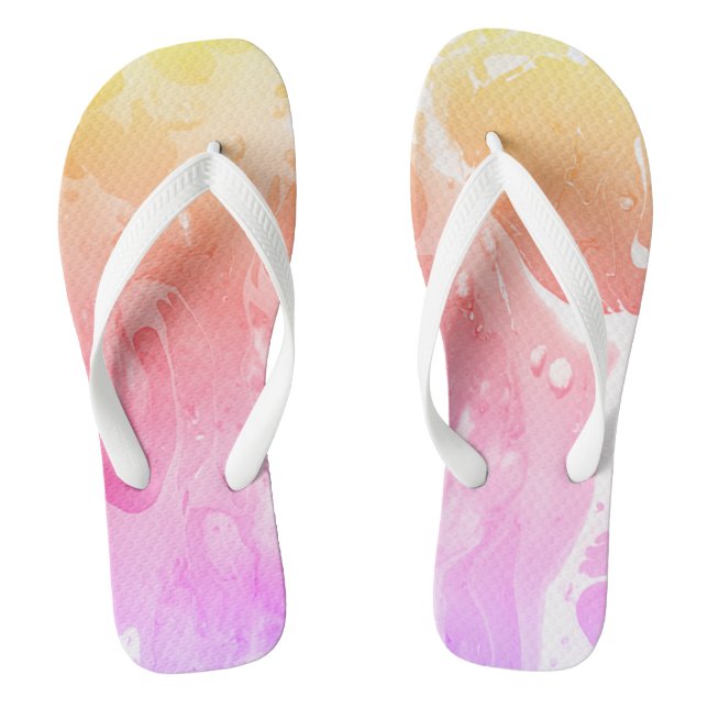 Yellow Orange Purple Modern Template Womens Thongs (Footbed)