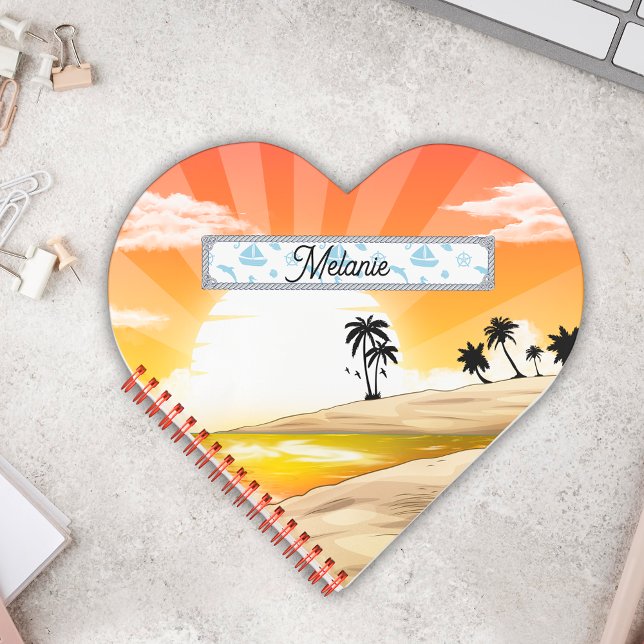 Yellow, orange & purple sunset beach heart custom notebook (Creator Uploaded)