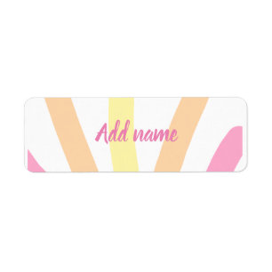 Yellow orange rainbow retro add name text pink return address label