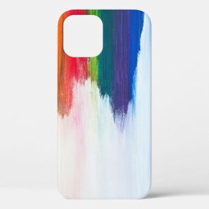 Yellow, orange, red, green, and blue abstract pain iPhone 12 case