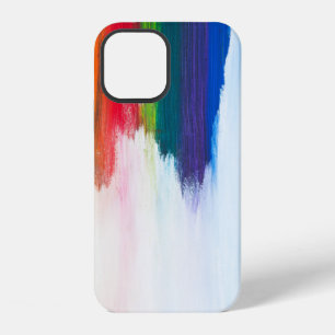Yellow, orange, red, green, and blue abstract pain iPhone 12 case