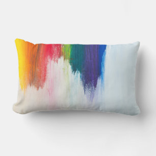 Yellow, orange, red, green, and blue abstract pain lumbar cushion