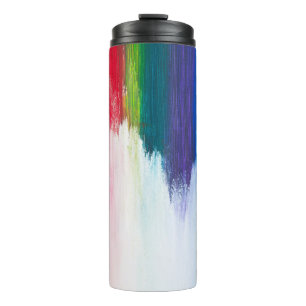 Yellow, orange, red, green, and blue abstract pain thermal tumbler