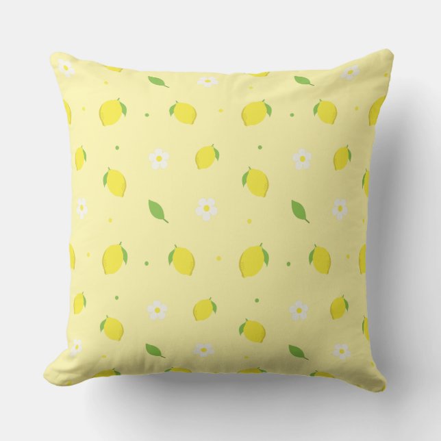 Yellow Orange Seamless Pattern with White Flowers  Cushion (Front)