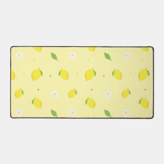 Yellow Orange Seamless Pattern with White Flowers Desk Mat