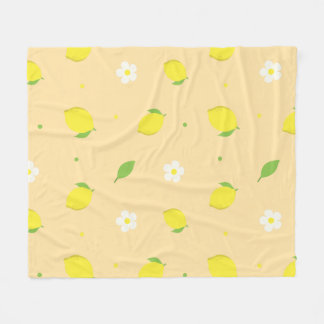 Yellow Orange Seamless Pattern with White Flowers Fleece Blanket