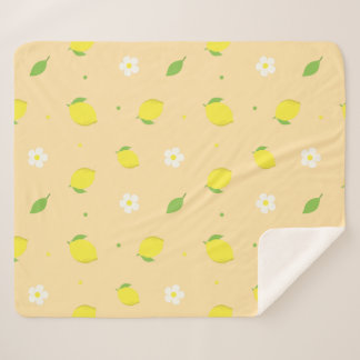 Yellow Orange Seamless Pattern with White Flowers Sherpa Blanket