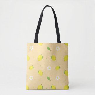 Yellow Orange Seamless Pattern with White Flowers  Tote Bag
