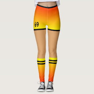 Yellow Orange Shorts & Socks Black Striped - Sport Leggings