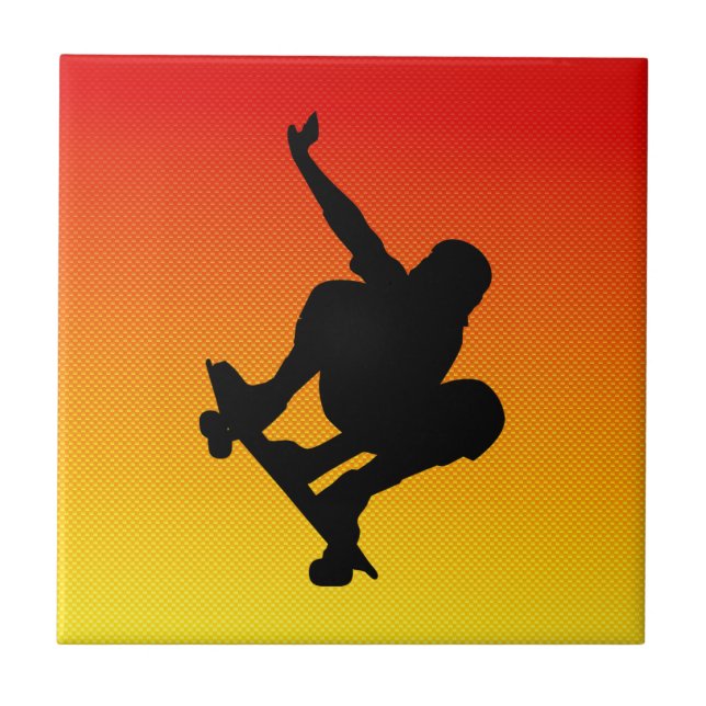 Yellow Orange Skateboarding Ceramic Tile (Front)