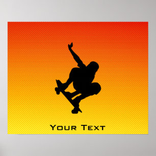 Yellow Orange Skateboarding Poster