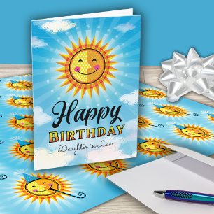 Yellow Orange Smiling Sun Daughter In Law Birthday Card