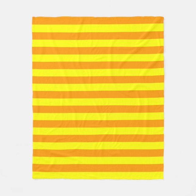 Yellow Orange Stripes Lines Fleece Blanket (Front)