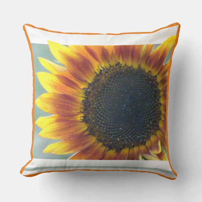 Yellow Orange Sunflower Cust. Orange Throw Pillow (Front)