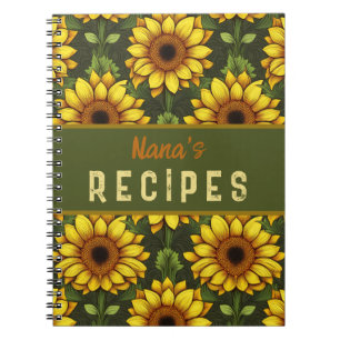 Yellow Orange Sunflower with Green & Brown Notebook