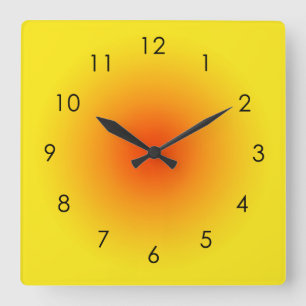 Yellow Orange Sunny Gradient Ombre Aura Square Wall Clock