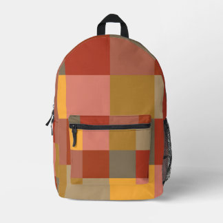 Yellow Orange Tan Multicolored Plaid Printed Backpack