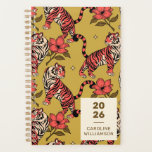 Yellow Orange Tiger Floral Big Cat Personalised Planner<br><div class="desc">Unleash your wild side with our Yellow Orange Tiger Floral Big Cat Personalised Planner. This eye-catching planner features a vibrant design with bold tigers and lush florals in striking yellow and orange hues, making it a unique accessory for organising your daily life. Personalise it with your name or initials to...</div>