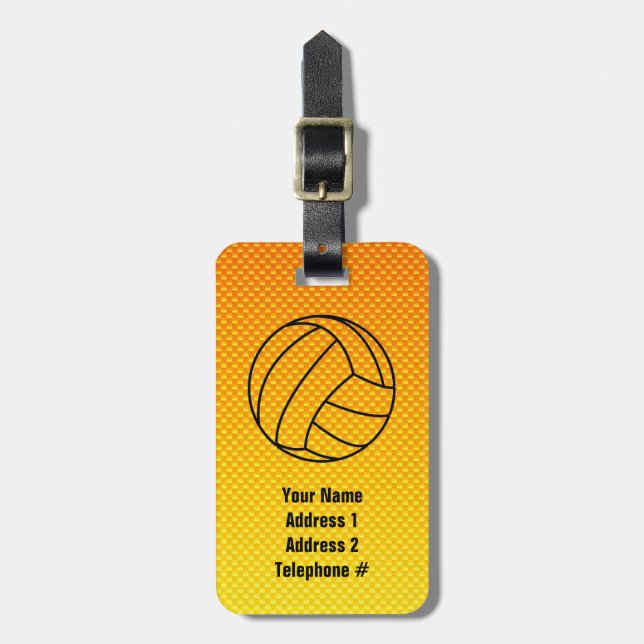 Yellow Orange Volleyball Luggage Tag (Front Vertical)